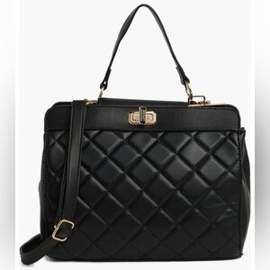 Badgley Mischka Black Quilted Mini Tote Bag